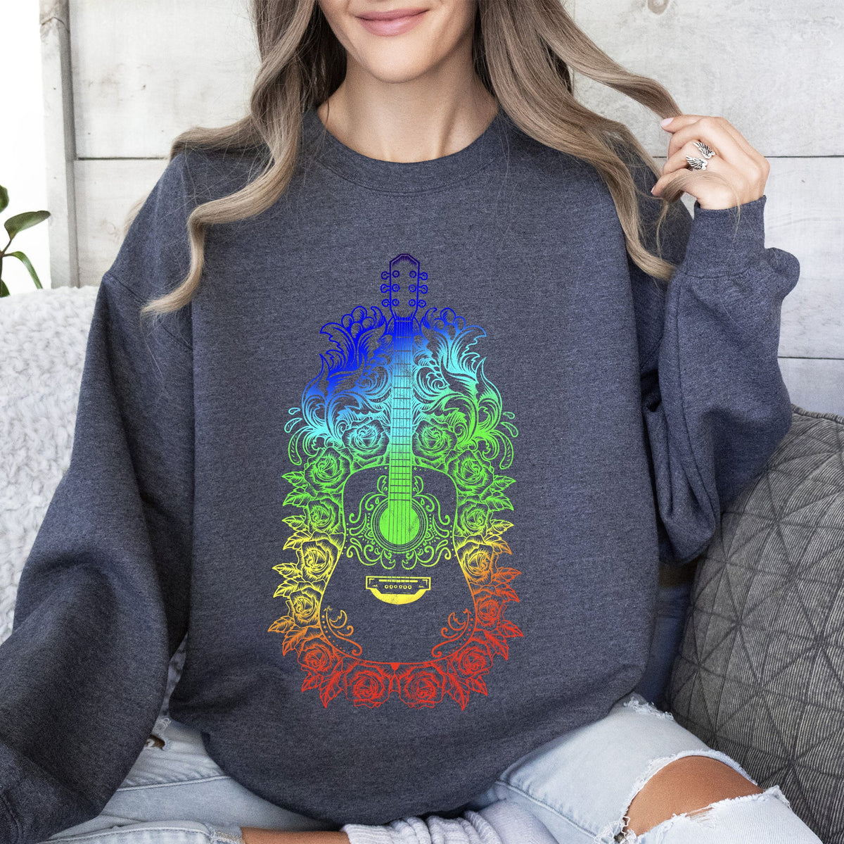 Guitar With Roses Sweatshirt