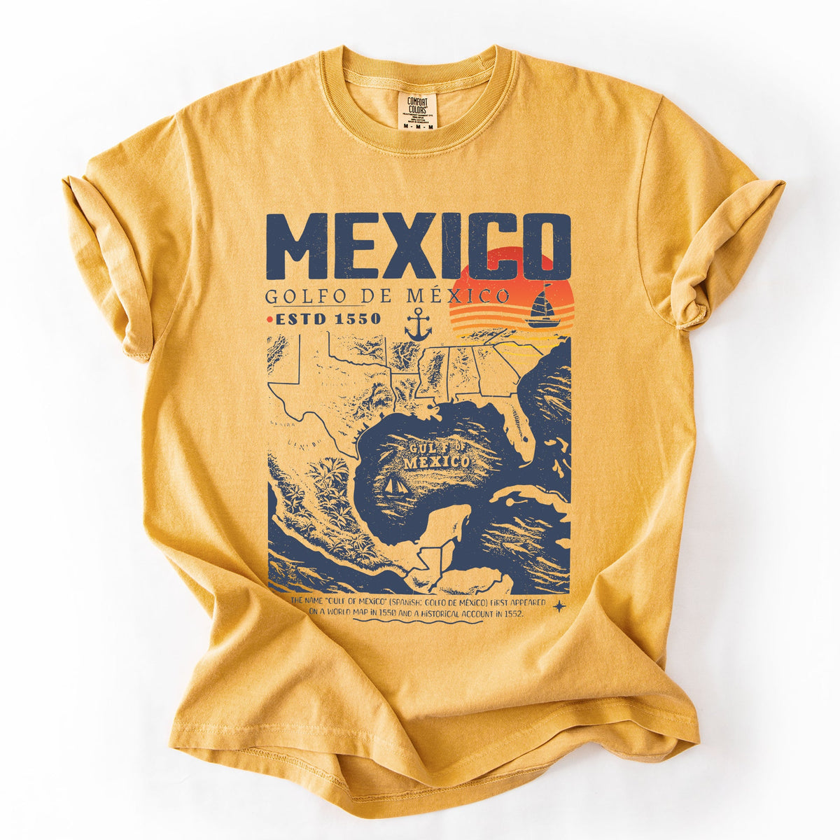Gulf Of Mexico Map Golfo De Mexico Established 1550 History Edition Comfort Colors Tee