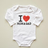 Baby Boys Girls Romper Cotton Long Sleeve Letter Print I Love Mom & Dad Jumpsuit In Modern Design