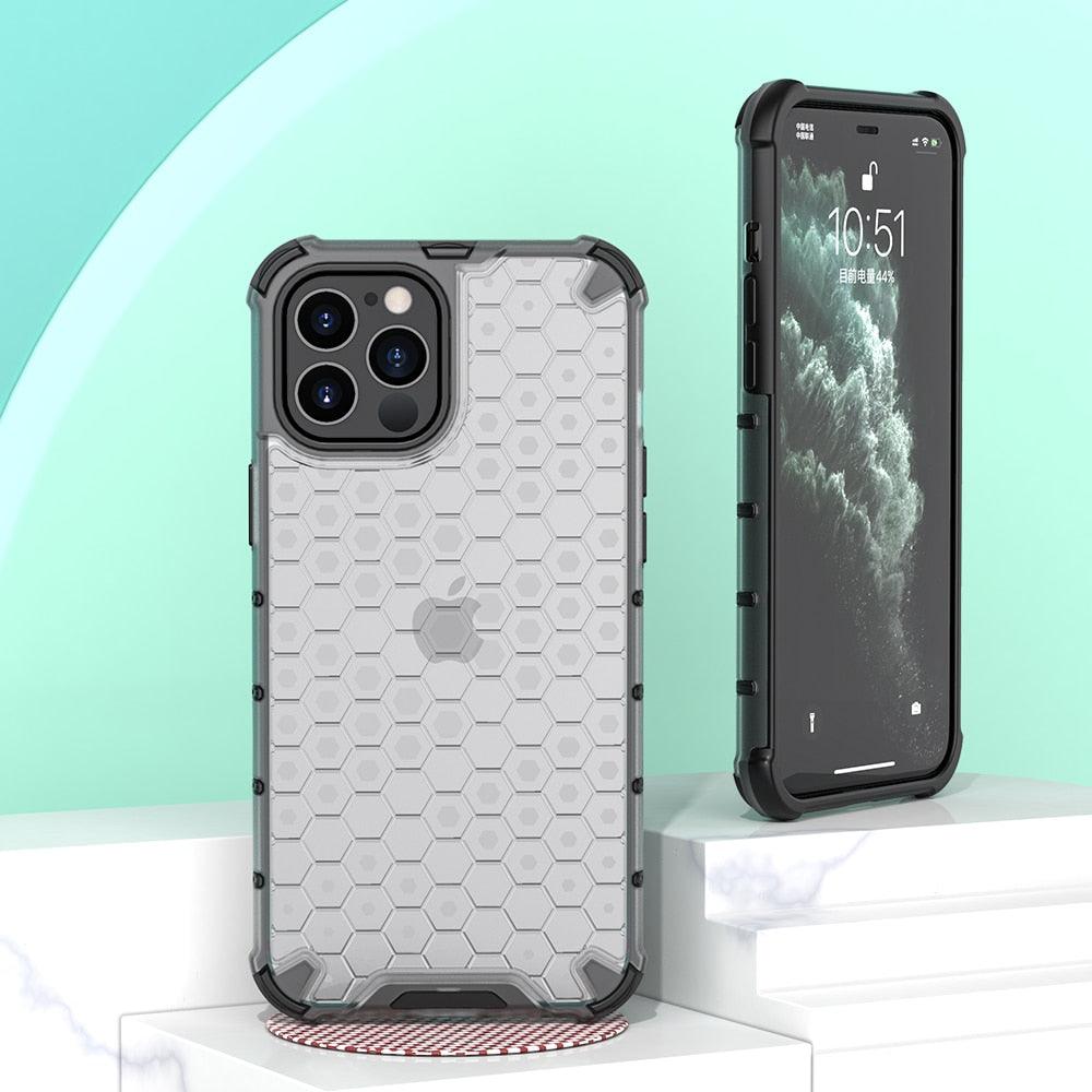 Ultra-Protective Phone Case Shockproof Case for iPhone 12 Mini 12 Pro 11 Pro Max 6s Plus Honeycomb Phone Cover for iPhone SE 7 8 XR XS Max Shock Absorption Protection Shockproof Soft Material Protective Case Suitable for iPhone