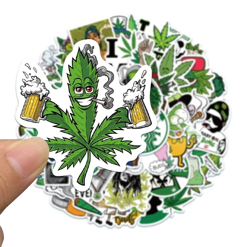 10/30/50PCS Hemp Leaf Stickers Laptop Skateboard Guitar Luggage DIY Bike Cool Waterproof Graffiti Sticker Decal Kid Classic Toys