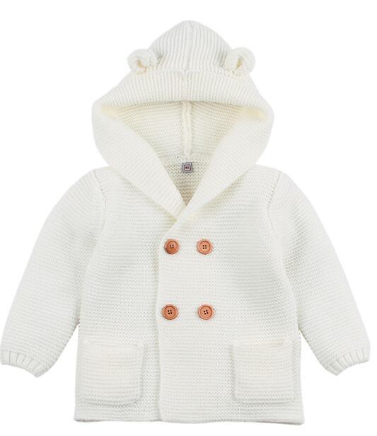 Winter Hooded Knitted Long Sleeve  Sweaters For Newborn Babies
