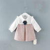 Modern Retro Vintage Handade Cute Newborn Infant Toddler Baby Girls Dress with A-line Lantern Sleeve For Girls Kids