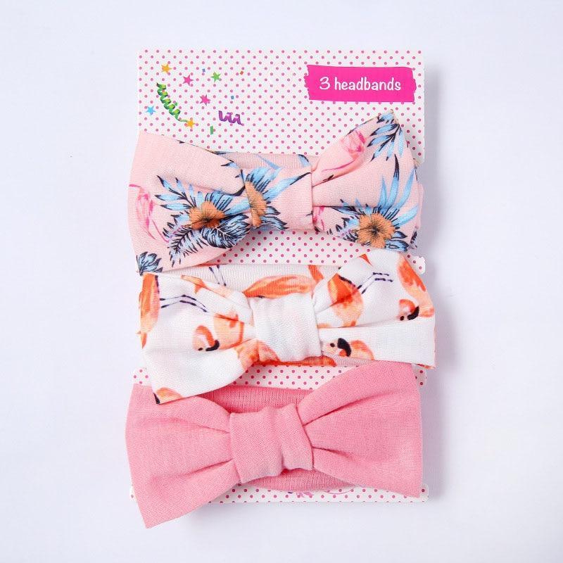 Modern 3PCS Set Floral Bows Baby Headband Dot Bowknot Cotton Hair Band Girls Hair Accessories For Girls