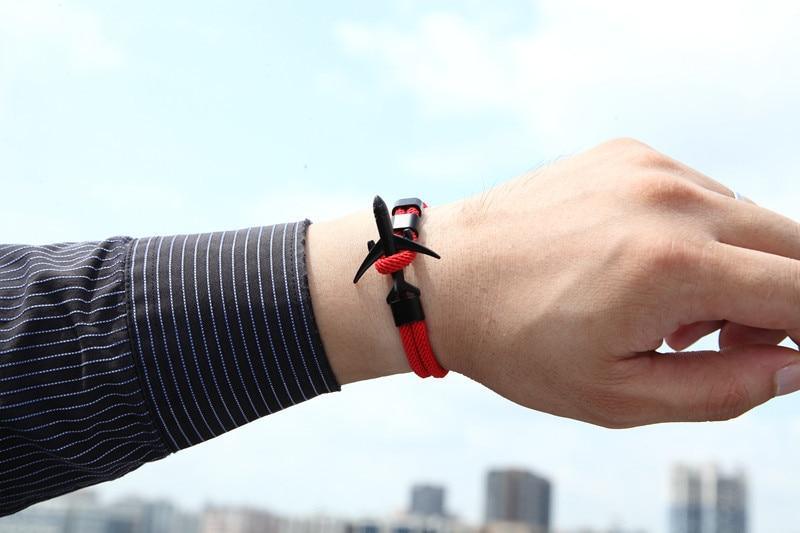 Luxury Plane Bracelets For Men and Women Charm Survival Rope Chain Paracord Bracelet Metal Airplane Hooks Summer Style