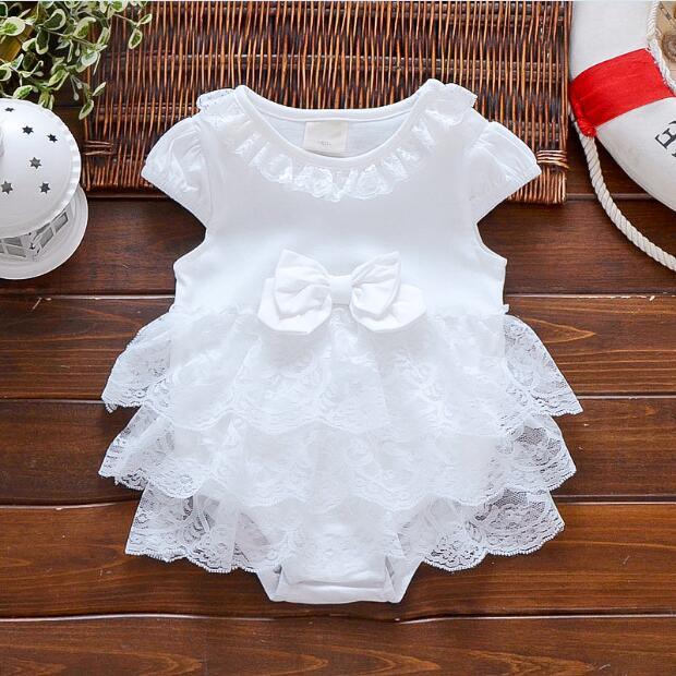 Pink Baby Luxury Bodysuit Infant Girls Princess Puffy Dress Baby Gown Party Wedding Excellent Girls Gift