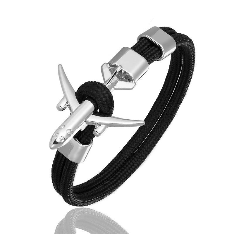 Luxury Plane Bracelets For Men and Women Charm Survival Rope Chain Paracord Bracelet Metal Airplane Hooks Summer Style