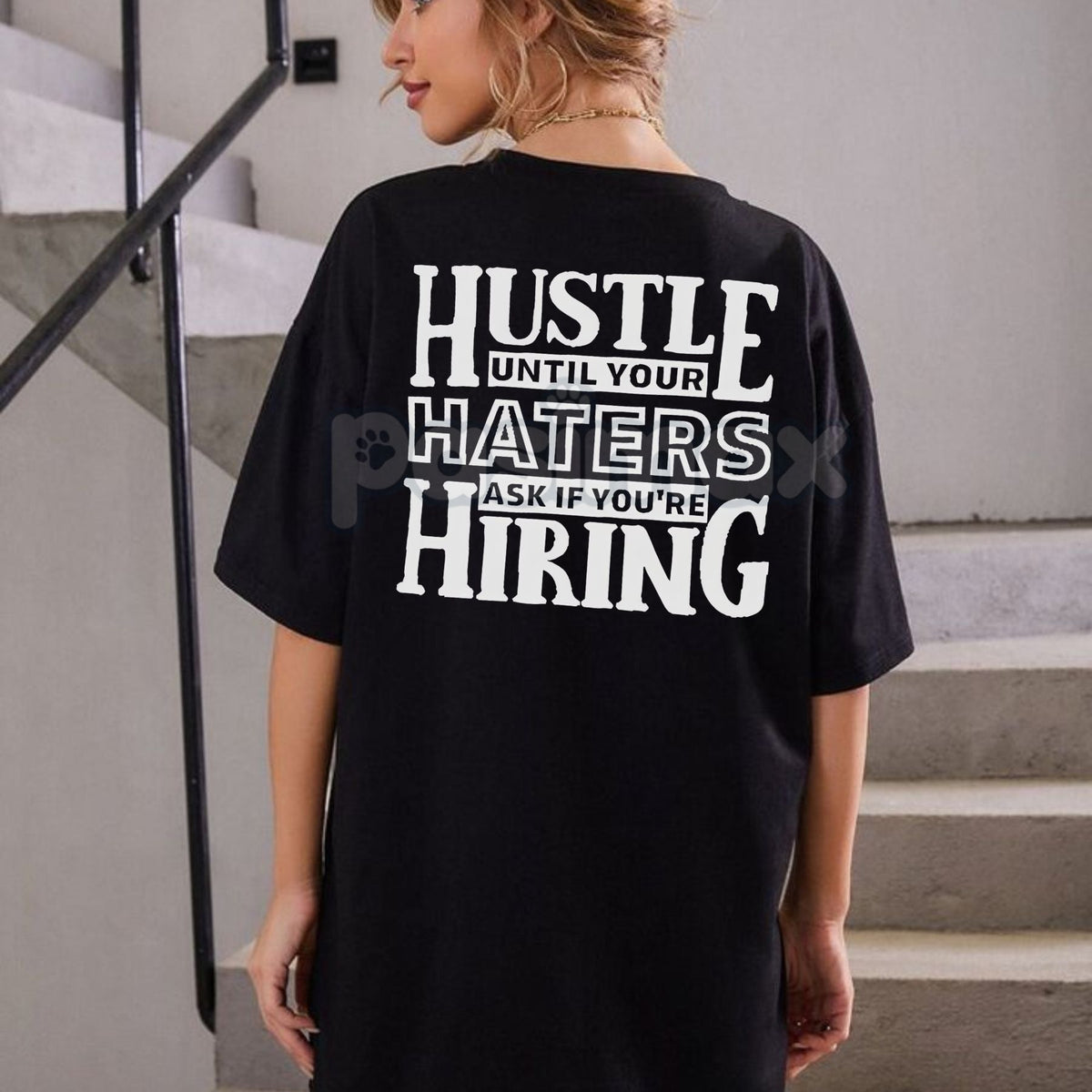 "HUSTLE UNTIL YOUR HATERS" Casual Black Print T-shirt - Motivational Streetwear Tee, Inspirational Success Apparel