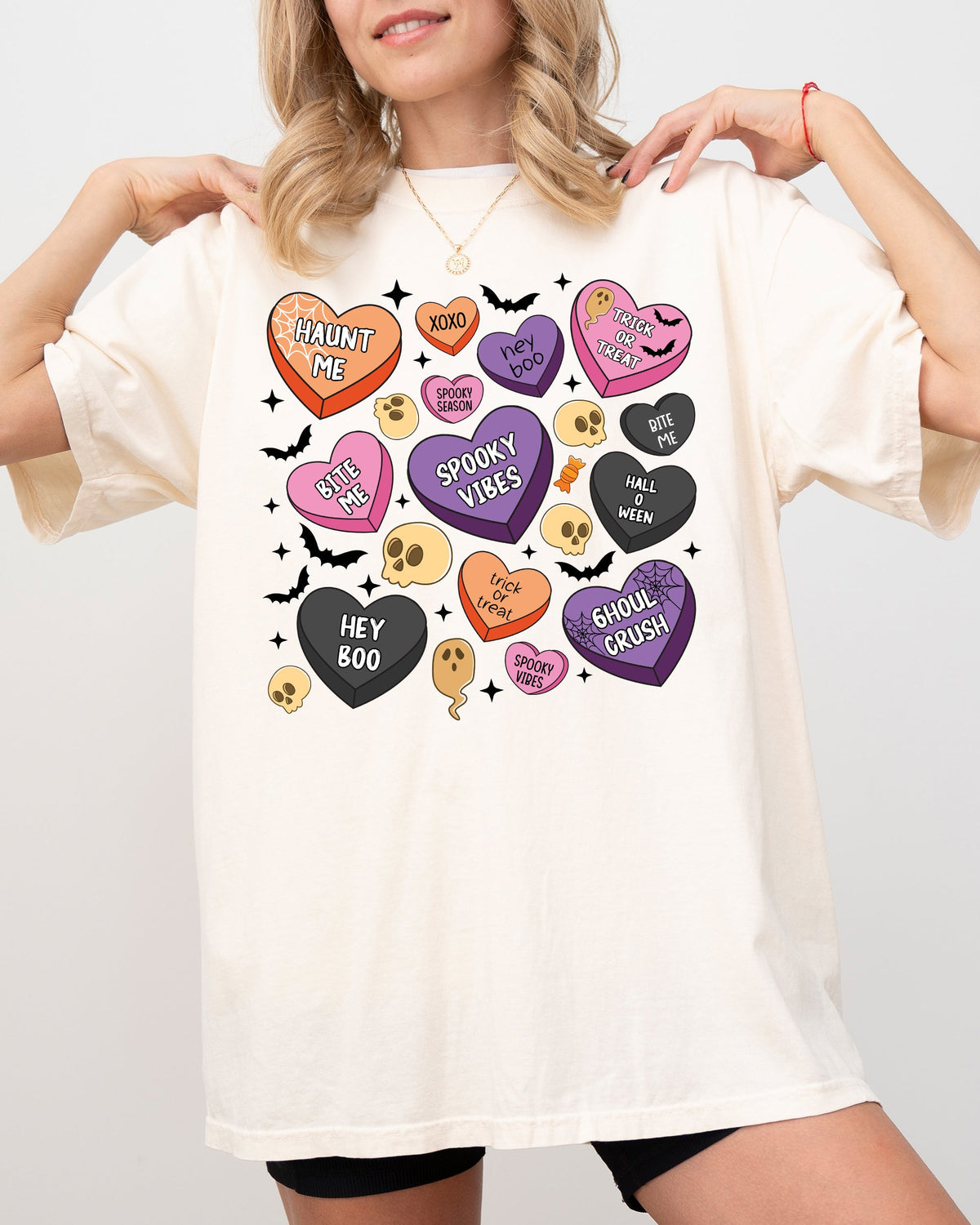 Halloween Candy Hearts Trick or Treat Haunted Spooky Witch Cute Comfort Colors Tee