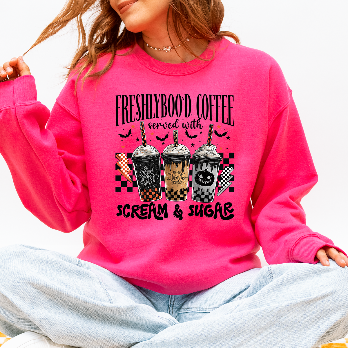 Halloween Coffee Freshly Boo'd Witch Spooky Nighttime Cozy Autumn Vibes Sweatshirt