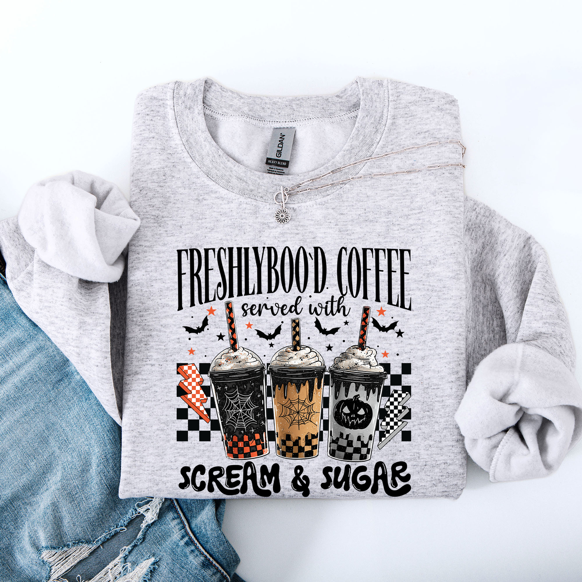 Halloween Coffee Freshly Boo'd Witch Spooky Nighttime Cozy Autumn Vibes Sweatshirt