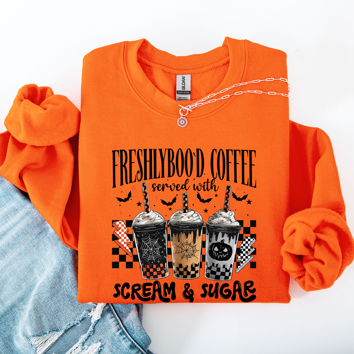Halloween Coffee Freshly Boo'd Witch Spooky Nighttime Cozy Autumn Vibes Sweatshirt