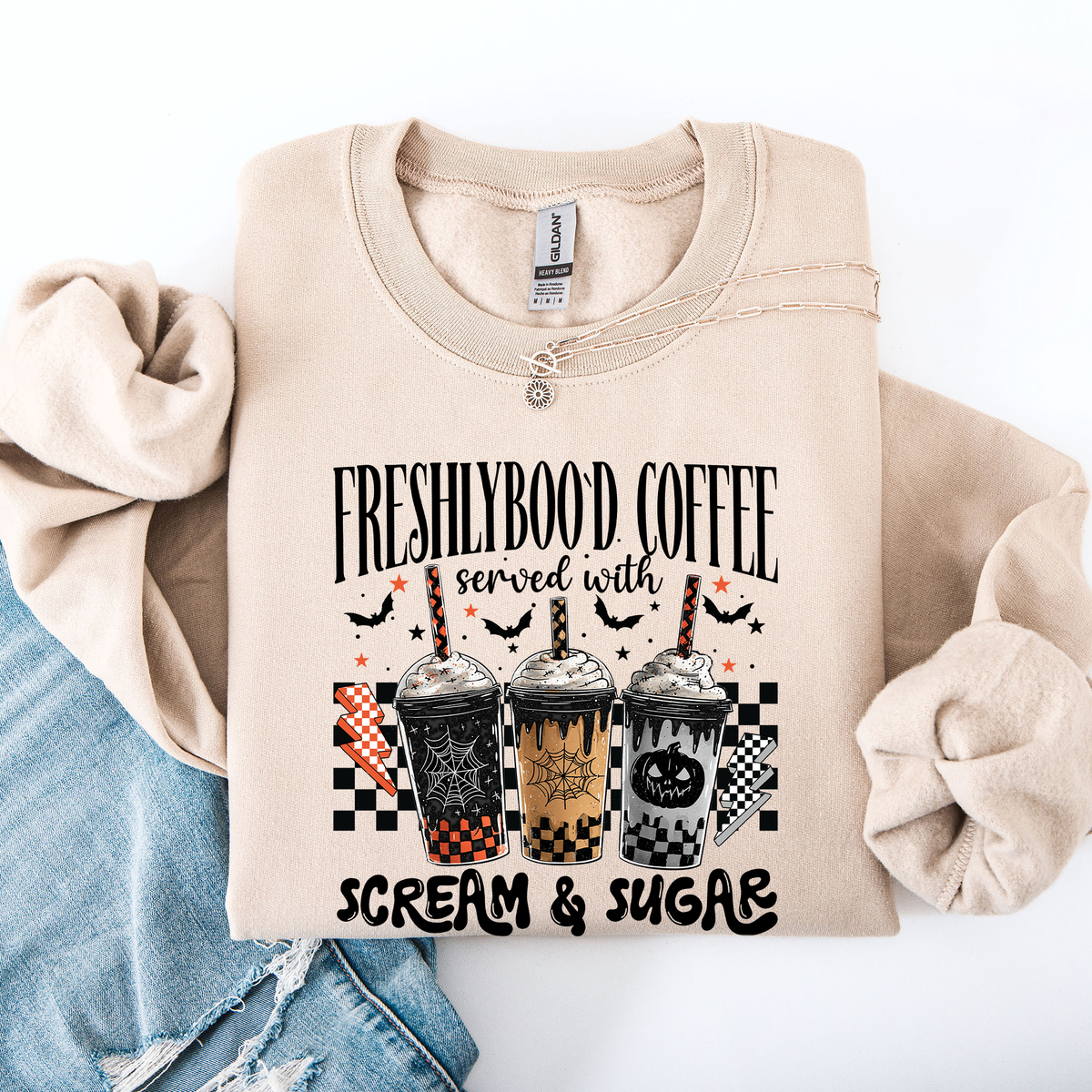 Halloween Coffee Freshly Boo'd Witch Spooky Nighttime Cozy Autumn Vibes Sweatshirt