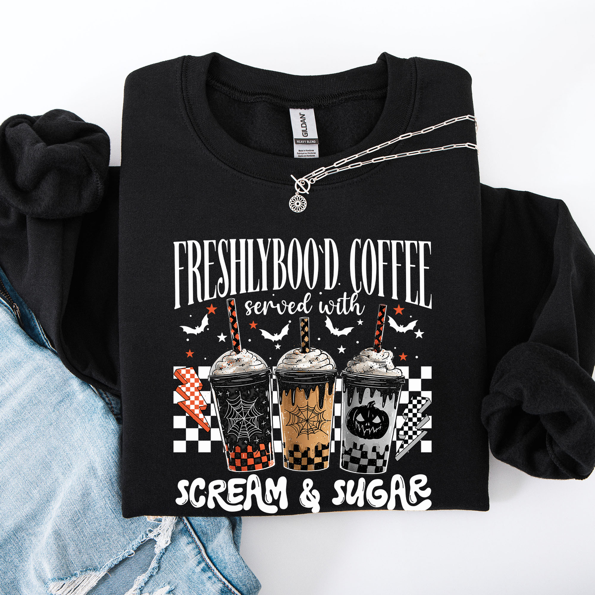 Halloween Coffee Freshly Boo'd Witch Spooky Nighttime Cozy Autumn Vibes Sweatshirt