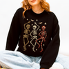 Halloween Dancing Skeletons Retro Leopard Checker Cherry Print Spooky Season Graphic Sweatshirt