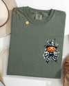 Halloween Jack-O-Lantern Pumpkin Pocket Print Ribbon Coquette Fall Autumn Comfort Colors Tee
