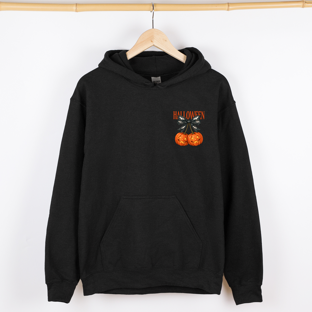 Halloween Jack-o-Lanterns Cherry Coquette Cute Adorable Seasonal Pocket Graphic Hoodie