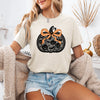 Halloween Pumpkin Faux Lace Coquette Ribbon Bows Embroidered Details Vintage Gothic Style Graphic Tee
