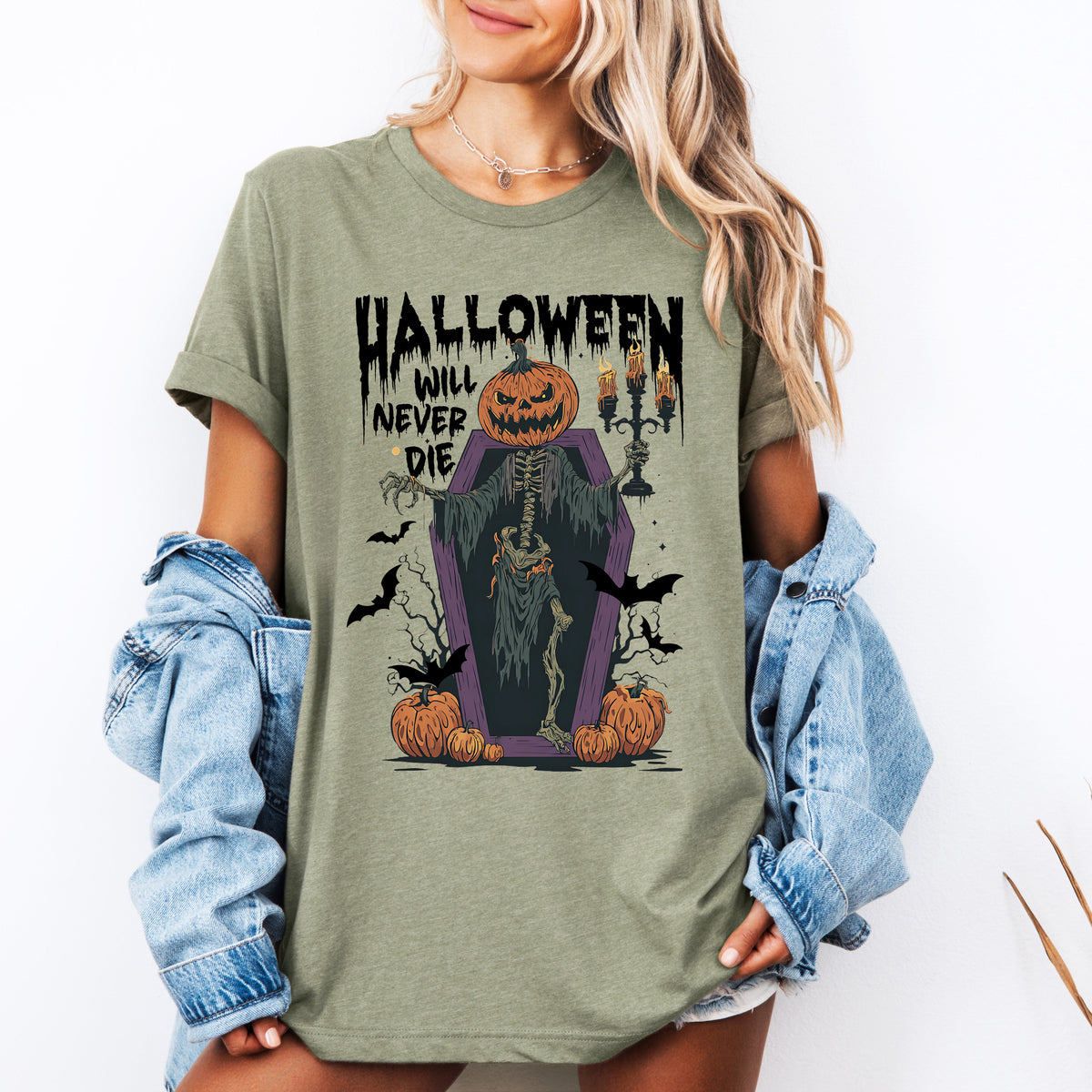 Halloween Will Never Die Spooky Jack-O-Lantern Pumpkin Seasonal Edition Graphic Tee