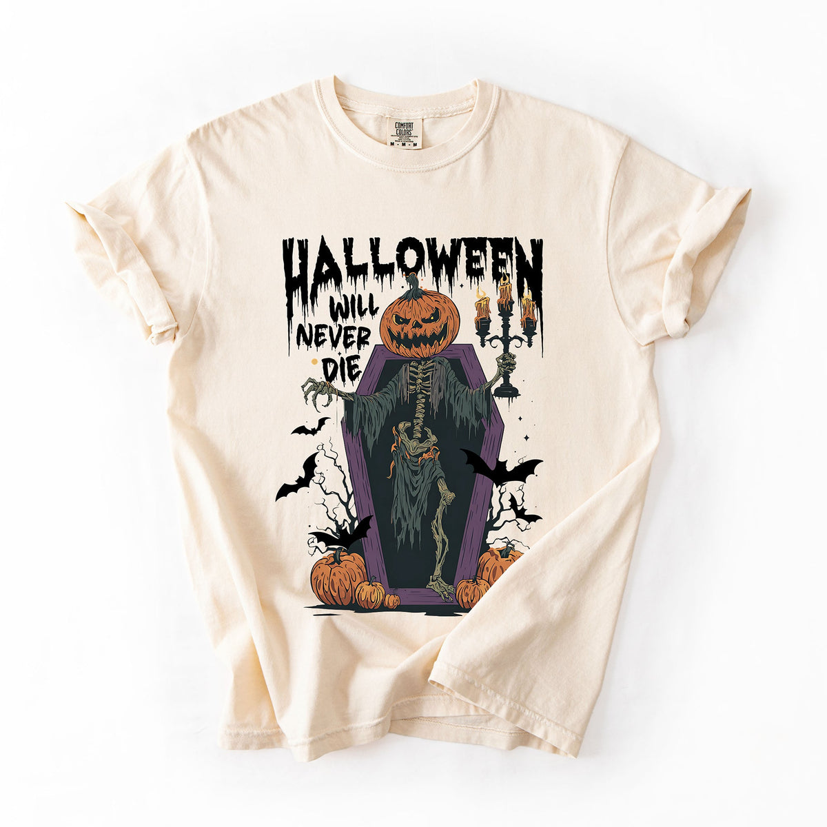 Halloween Will Never Die Spooky Jack-O-Lantern Pumpkin Limited Edition Design Comfort Colors Tee