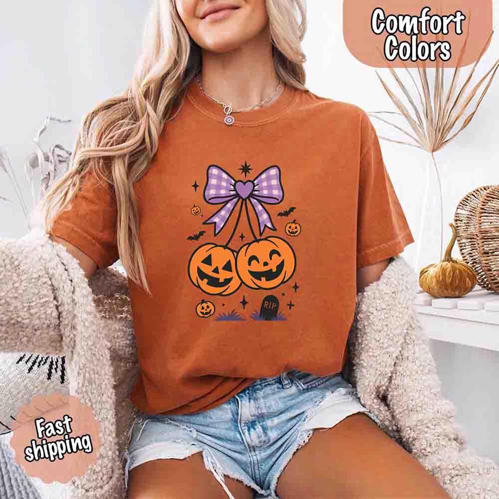 Halloween Cherries Comfort Colors Shirt – Trendy Pumpkin Tee