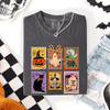 Classic Halloween Ghost Black Cat Pumpkin Witch Spooky Season Comfort Colors Tee