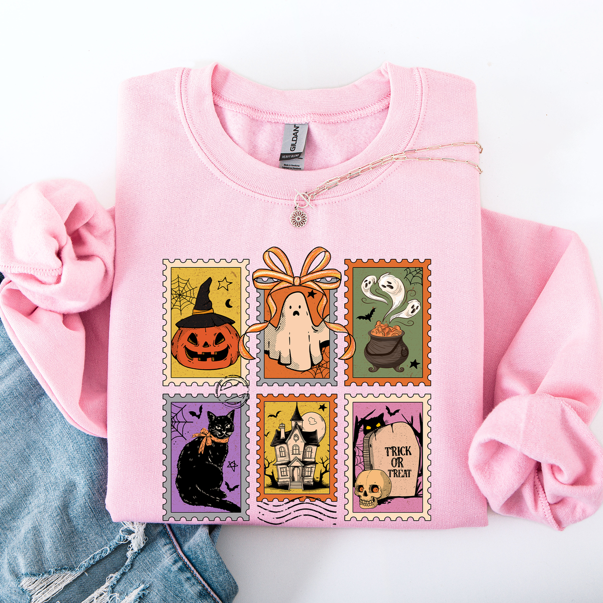 Haunting Halloween Night Parade With Ghosts Black Cat Pumpkins Witch Cozy Sweatshirt