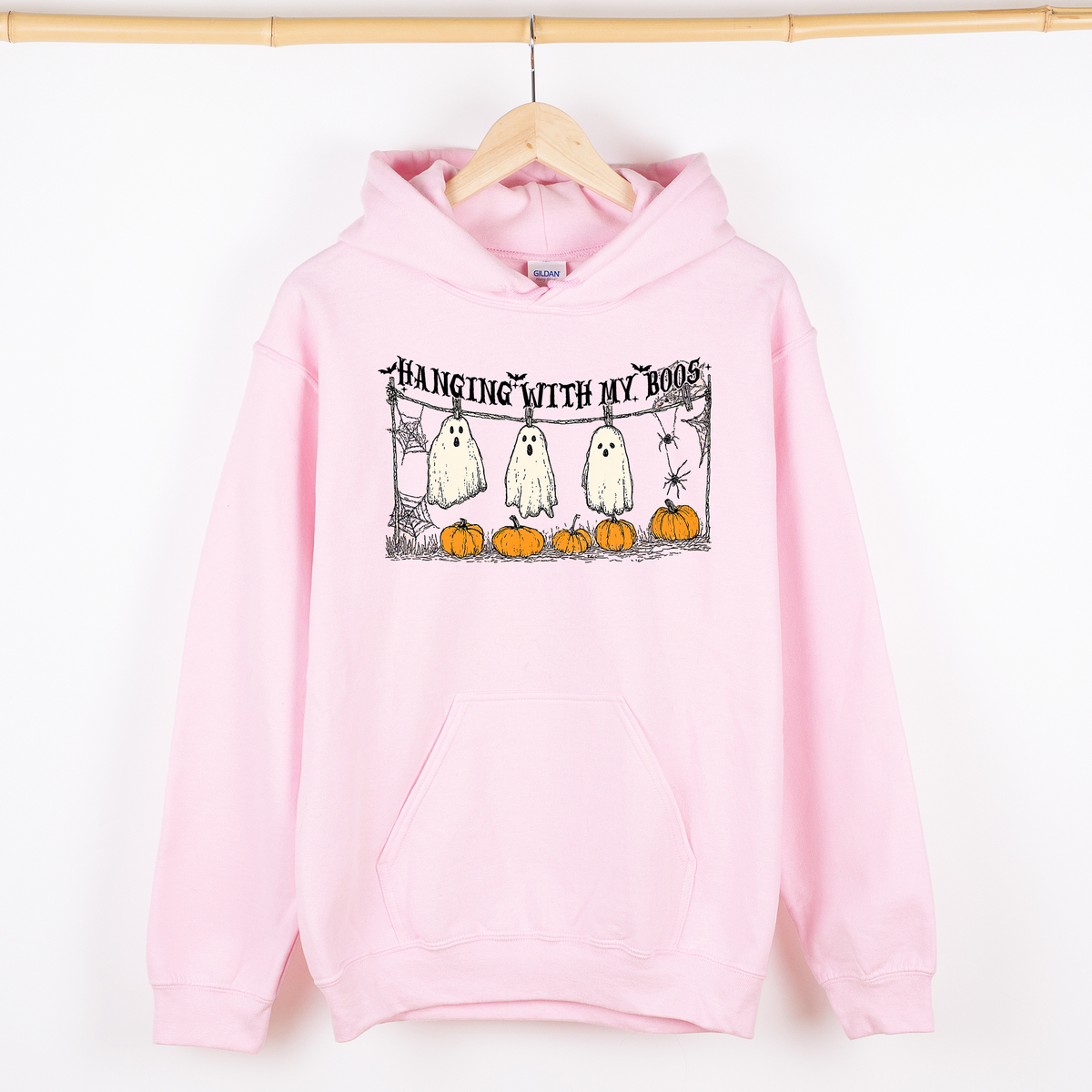 Hanging With My Boos Halloween Ghosts Pumpkins Cozy Night In Vintage Graphic Hoodie