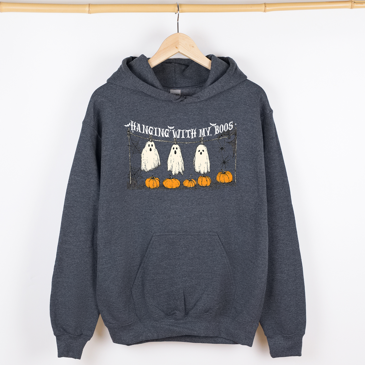Hanging With My Boos Halloween Ghosts Pumpkins Cozy Night In Vintage Graphic Hoodie