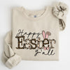 Happy Easter Y'all Leopard Print Rabbit Playful Bunny Motif For Springtime Celebration Cozy Fleece Sweatshirt