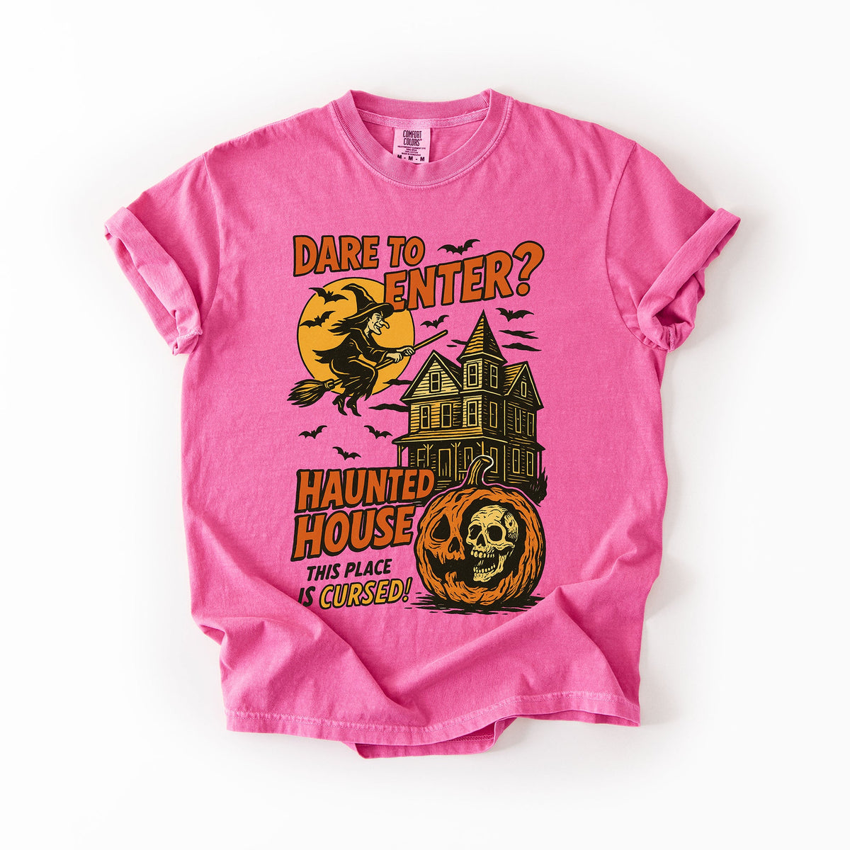 Haunted House Halloween Retro Spooky Witch Nightscape Limited Edition Collection Comfort Colors Tee