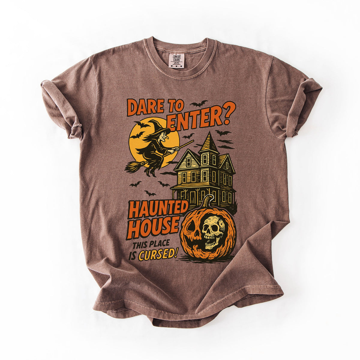 Haunted House Halloween Retro Spooky Witch Nightscape Limited Edition Collection Comfort Colors Tee