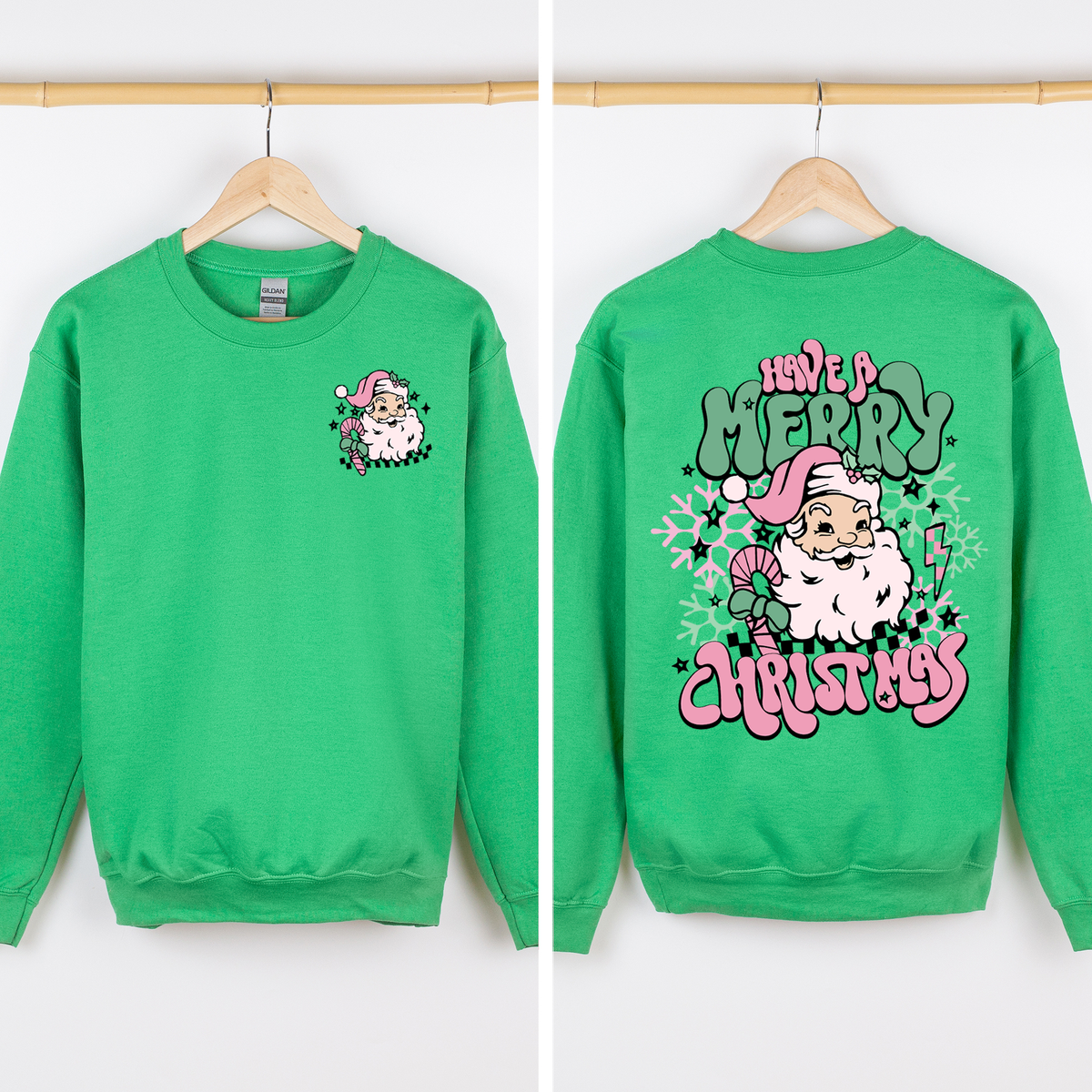 Have A Merry Christmas Retro Santa Front And Back Print Vintage Inspired Graphic Sweatshirt