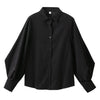 Korean Style 2022 Shirts Women Lantern Sleeve Loose Turn-down Collar Simple Solid Feminino Blouses Autumn All-match Fashion