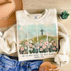 He Is Risen Wildflower Crewneck: Aesthetic Boho Christian Easter Sweatshirt