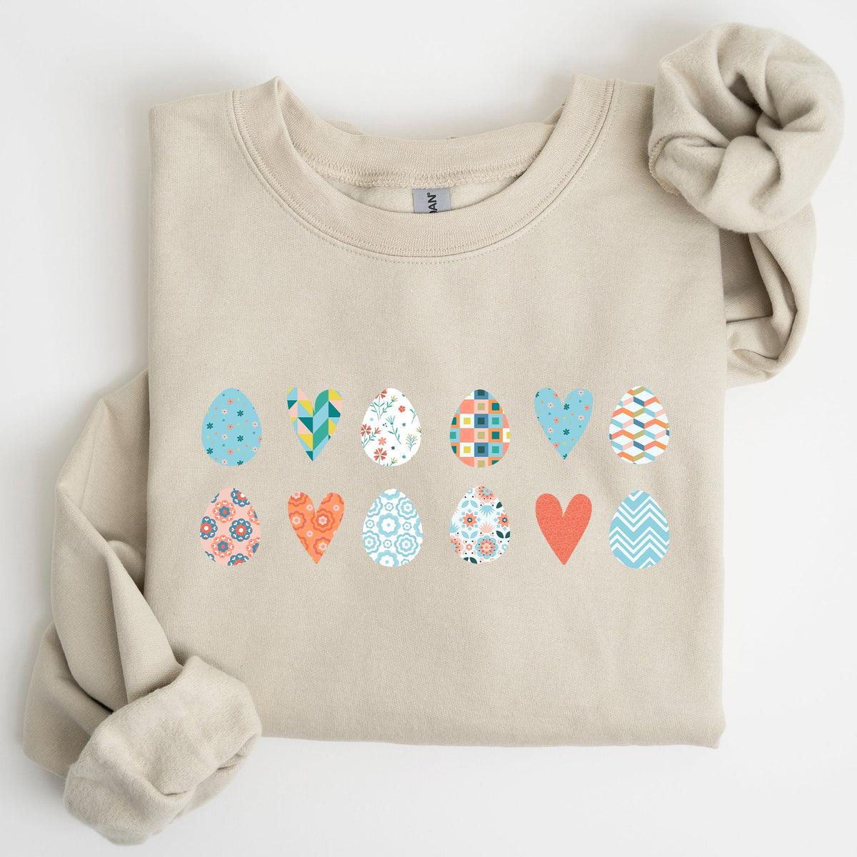 Hearts And Eggs Colorful Easter Whimsy Motif Celebration Edition Graphic Sweatshirt