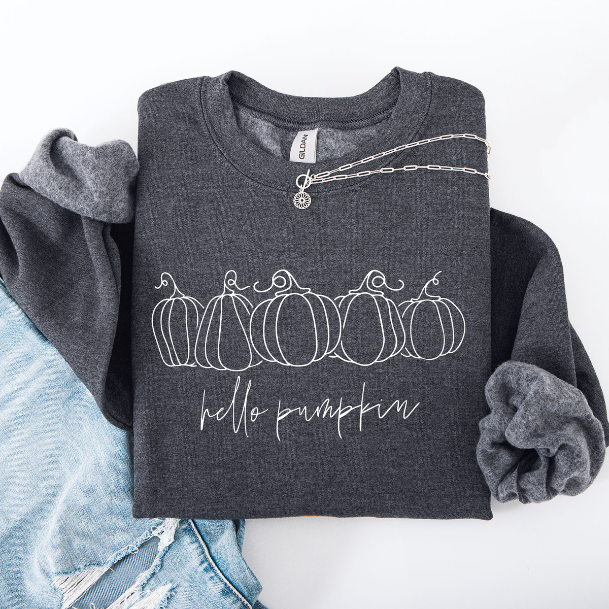 Hello Pumpkin Minimalist Thanksgiving Autumn Cozy Warm Soft Everyday Wear Stay Comfortable Sweatshirt