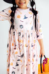 Hey Boo 3/4 Sleeve Pocket Twirl Dress