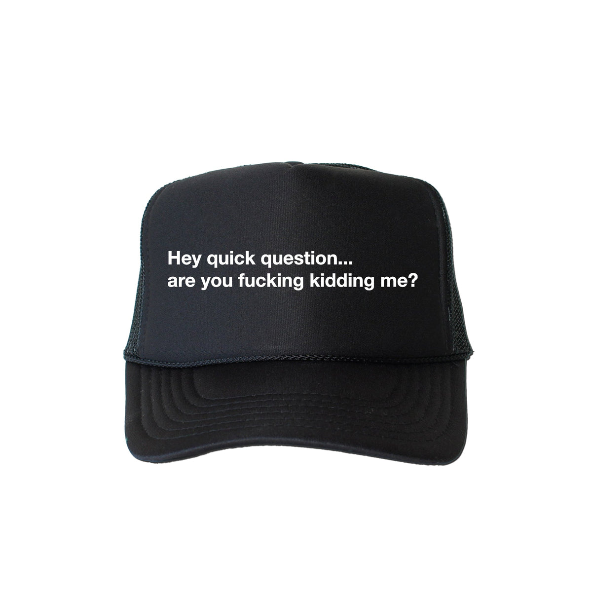 Hey Quick Question, Are You Kidding Me, Sassy, Funny Graphic Trucker Hat