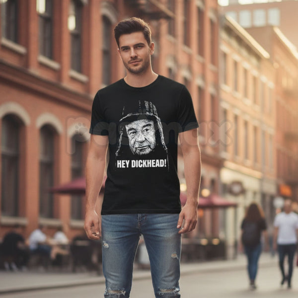 "Hey Dickhead!" Funny Graphic Tee – Sarcastic Obnoxious Joke T-Shirt, Premium 100% Cotton Unfiltered Humor Top, Soft Lived-In Heavyweight Friendly Insult Shirt, Made in USA