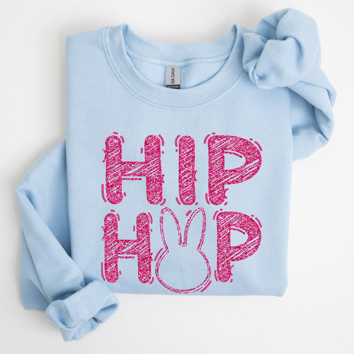 Hip Hop Retro Glitter Effect Bunny Rabbit Easter Pop Art Inspired Neon Night Parade Print Sweatshirt