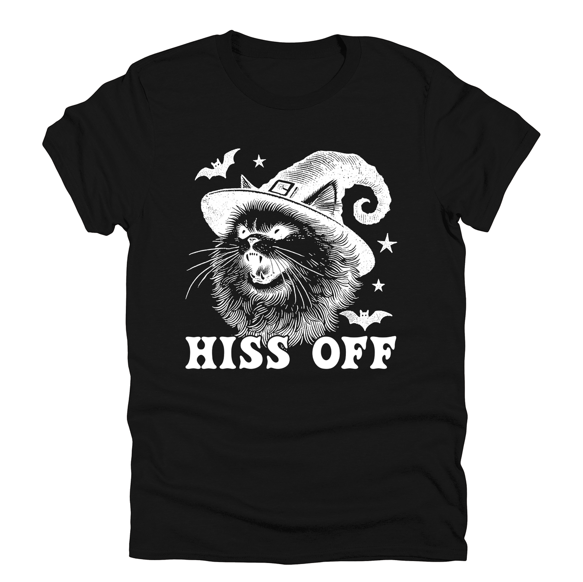 Hiss Off Cat Halloween Witch Spooky Feline Lover Gothic Cat Deluxe Limited Edition Graphic Tee