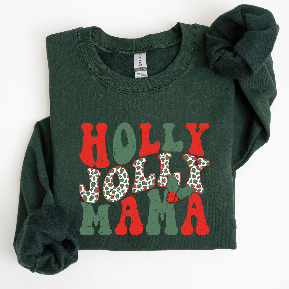 Holly Jolly Mama Christmas Winter Santa Xmas Cozy Holiday Family Gatherings Festive Cheer Sweatshirt