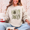 Holly Jolly Christmas Camouflage Tree Santa Dalmatian Ribbons And Bows Cozy Holiday Sweatshirt