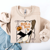 Honk Or Treat Cute Goose Halloween Witch Cozy Graphic Vintage Print Deluxe Sweatshirt
