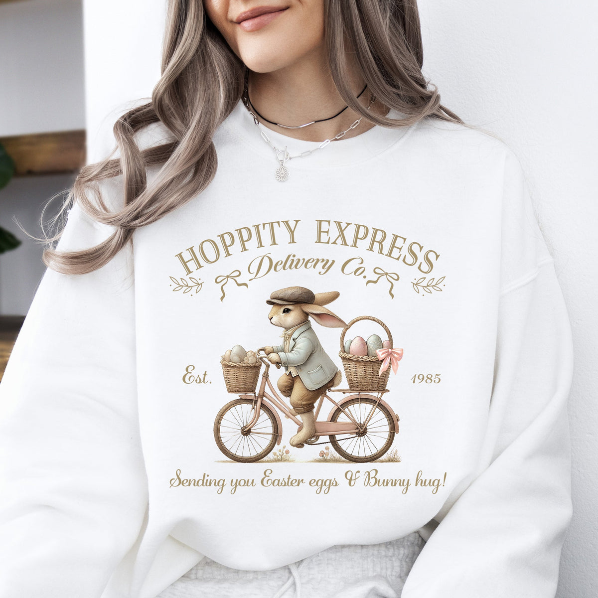 Hoppity Express Festive Easter Bunny Jesus Rabbit Cozy Holiday Family Celebration Joyful Sweatshirt