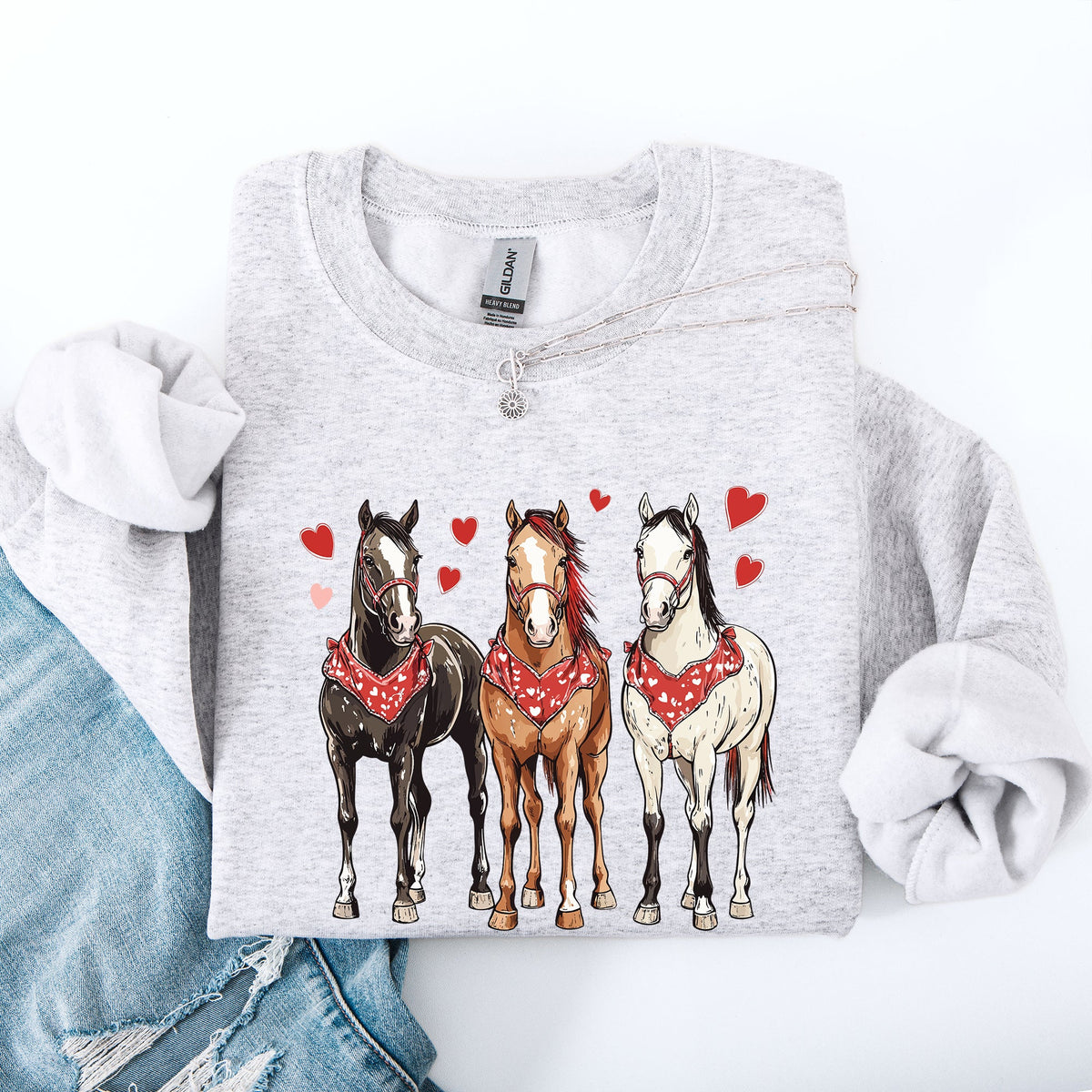 Horses, Western, Valentine's Day, Classic, Country, Cowboy, Cowgirl, Rodeo Sweatshirt