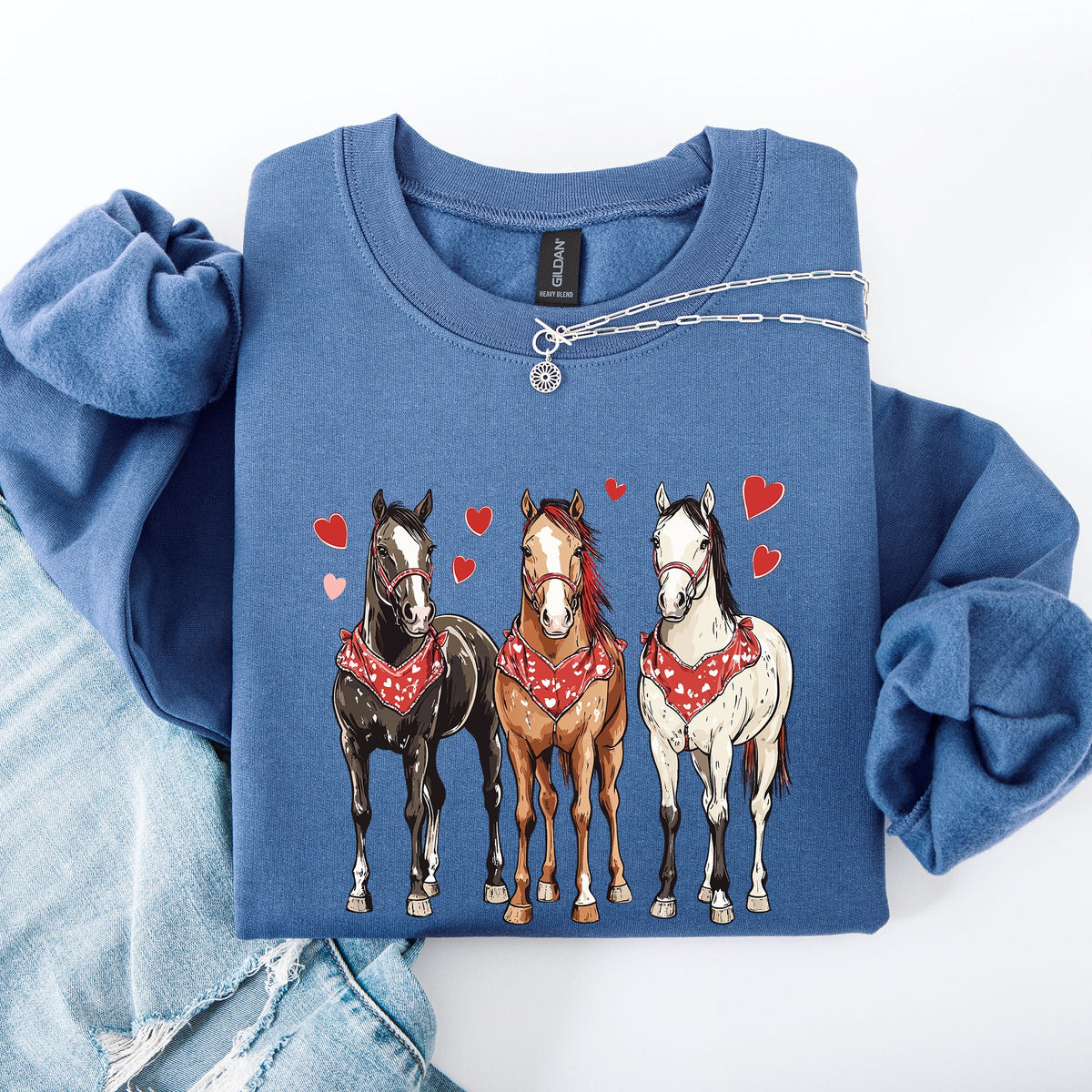 Horses, Western, Valentine's Day, Classic, Country, Cowboy, Cowgirl, Rodeo Sweatshirt
