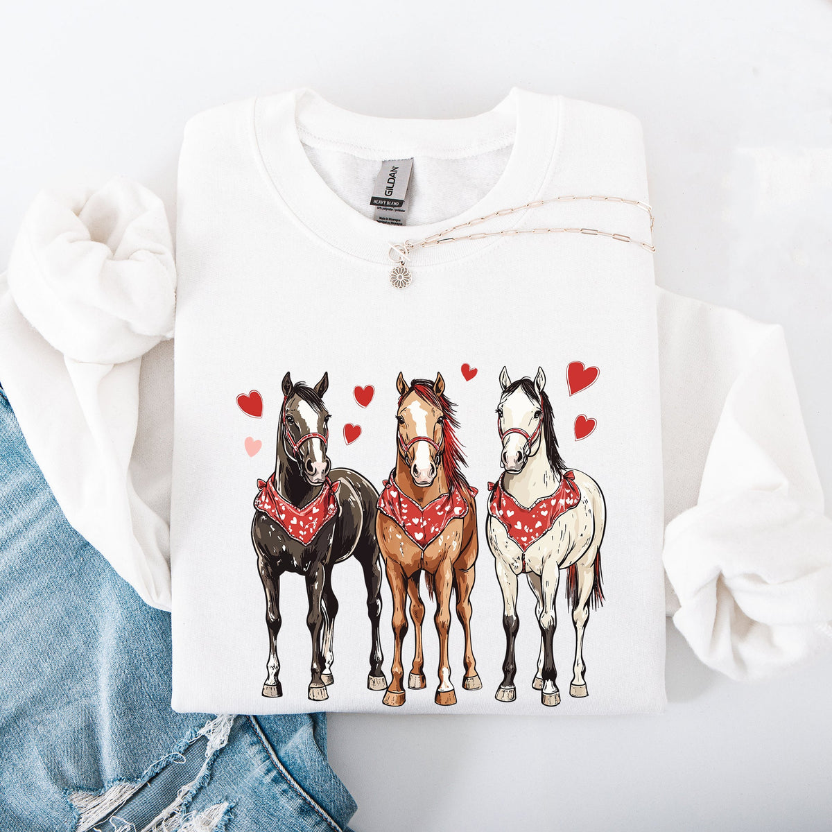 Horses, Western, Valentine's Day, Classic, Country, Cowboy, Cowgirl, Rodeo Sweatshirt