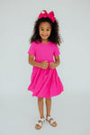 Hot Pink S/S Pocket Twirl Dress